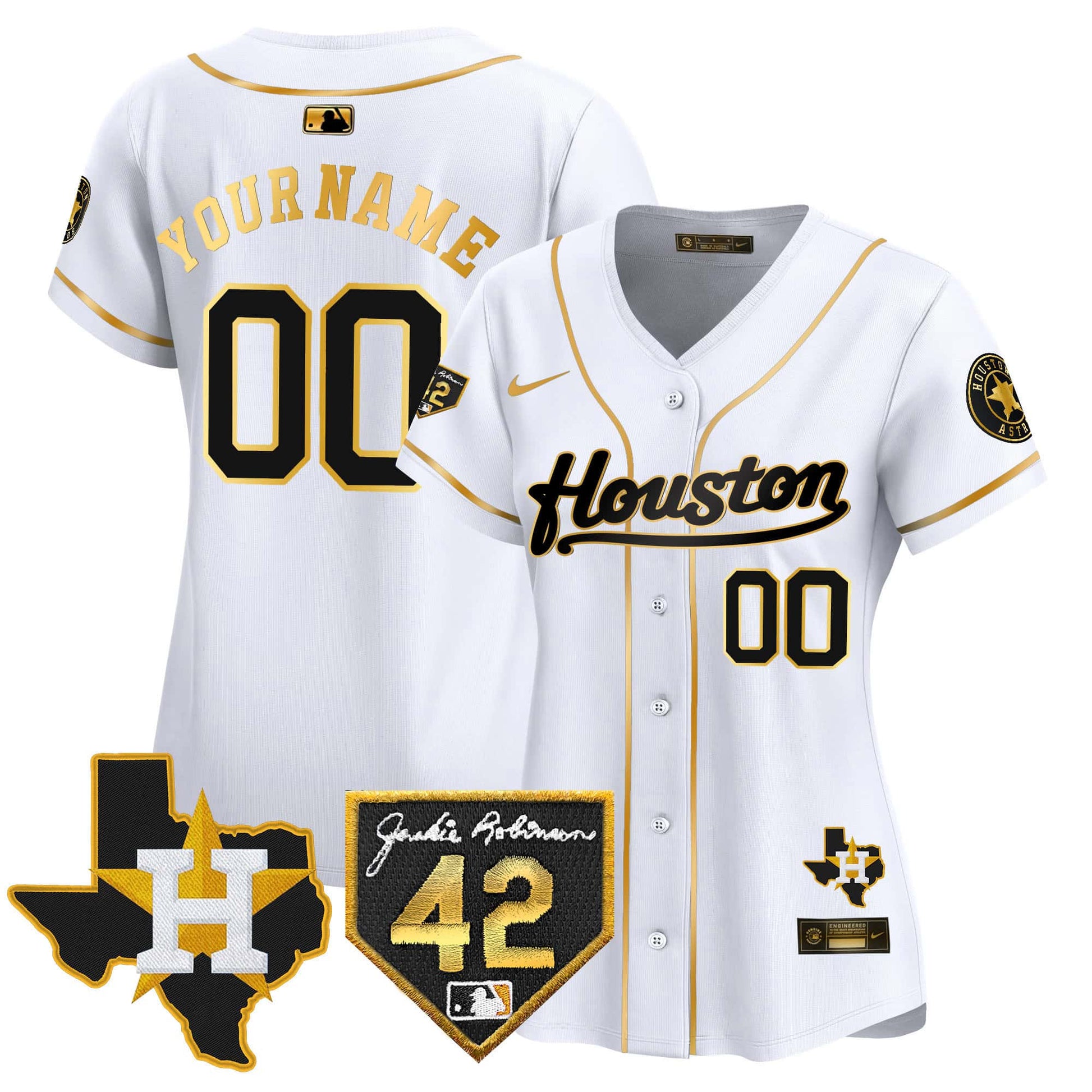 Houston Astros 2024 Jackie Robinson Patch Vapor Premier Limited Custom Jersey - All Stitched