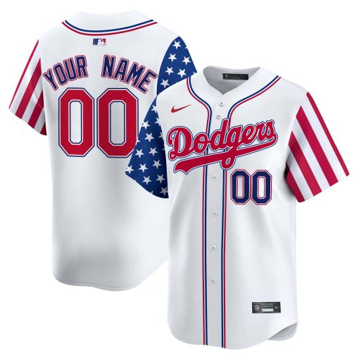 Dodgers White 2024 Independence Day Vapor Premier Limited Custom Jersey V2 - All Stitched
