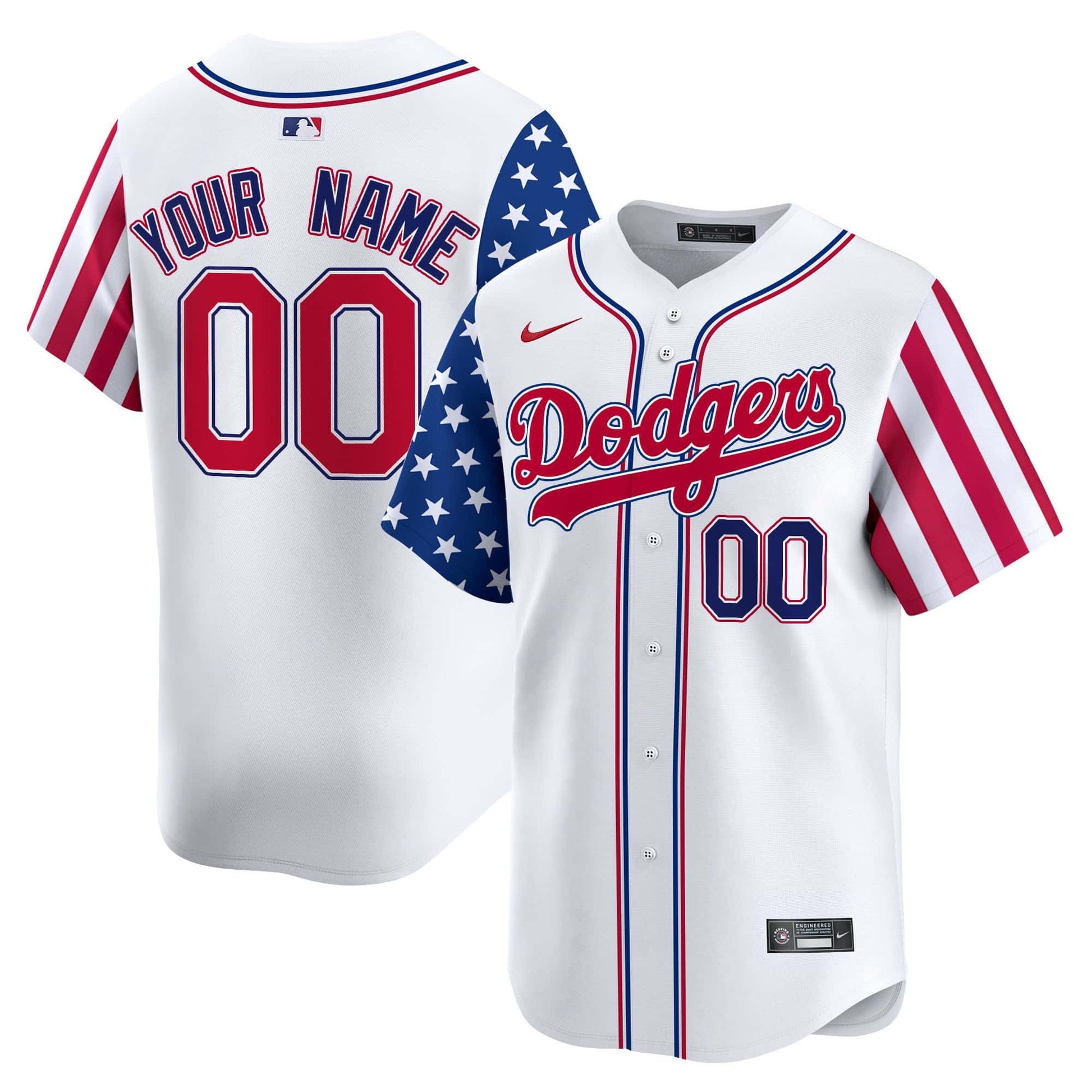 Dodgers White 2024 Independence Day Vapor Premier Limited Custom Jersey V2 - All Stitched