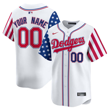 Dodgers White 2024 Independence Day Vapor Premier Limited Custom Jersey V2 - All Stitched