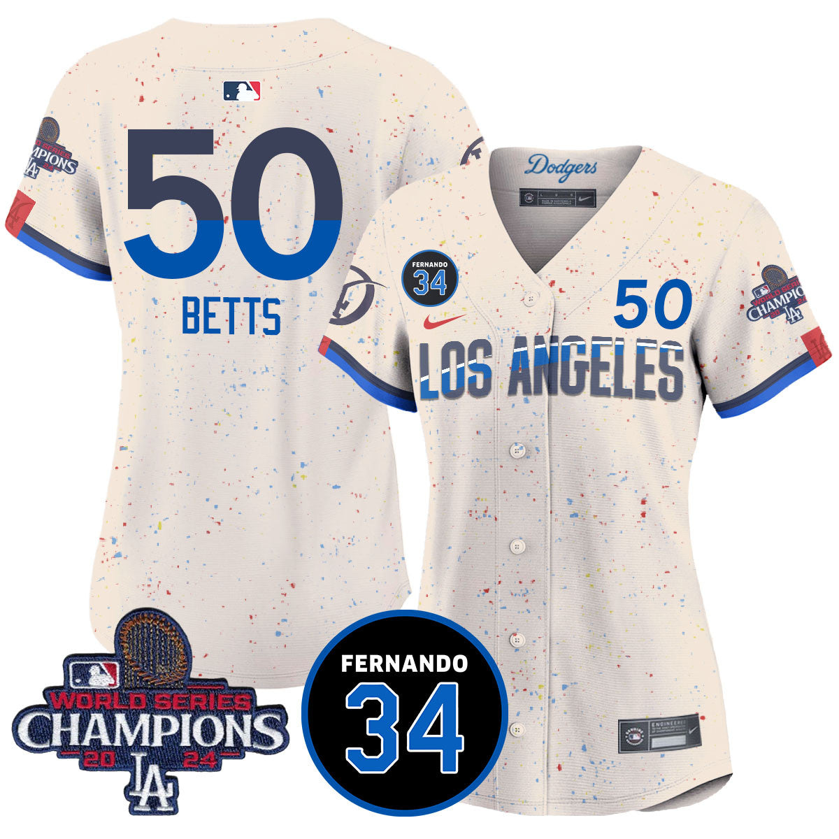 Women's LA Dodgers - World Series Champions 2024/Fernando Valenzuela Memorial Jersey - All Stitched N1