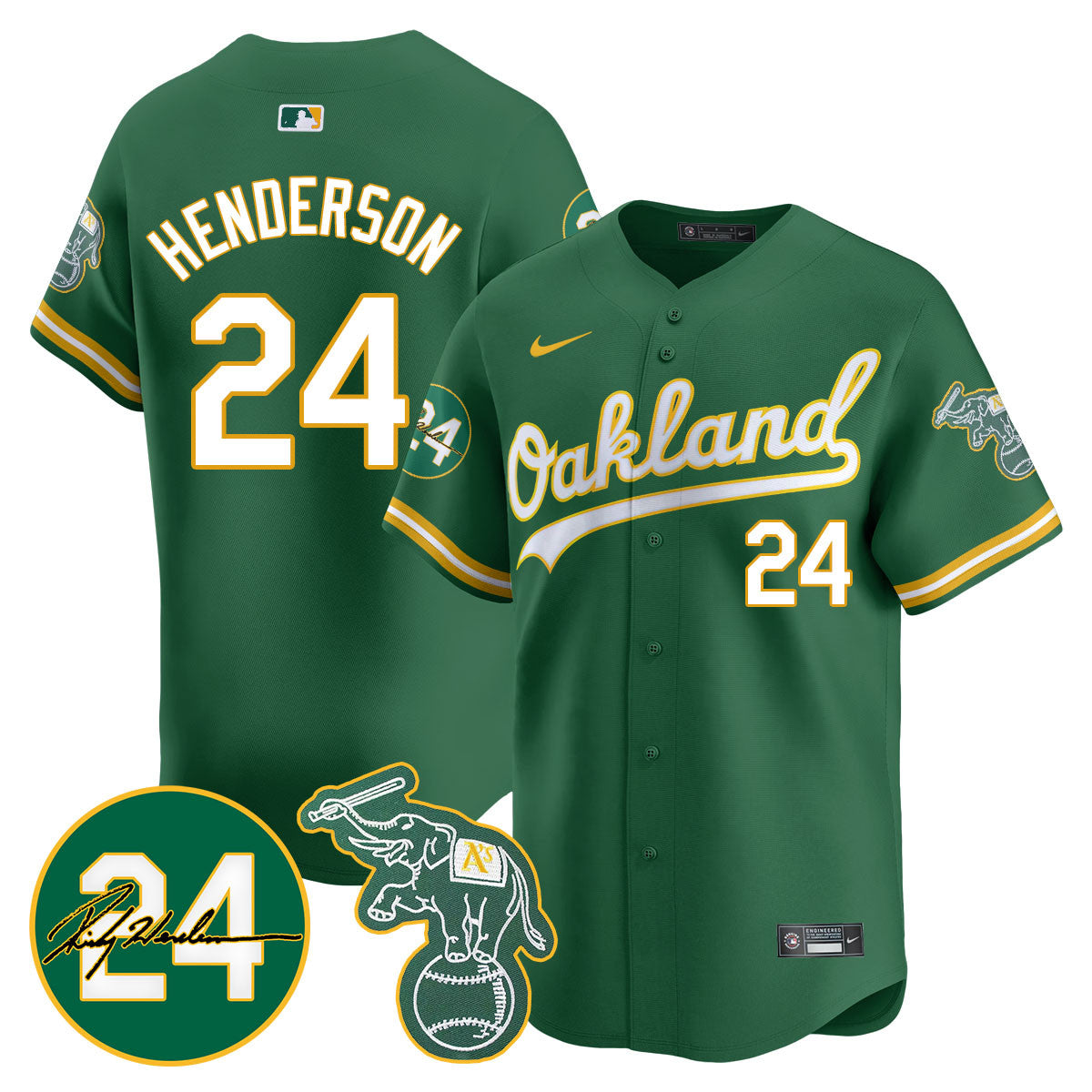 Men's Oakland Athletics 2024 Ricky Henderson Memorial Jersey - All Stitched