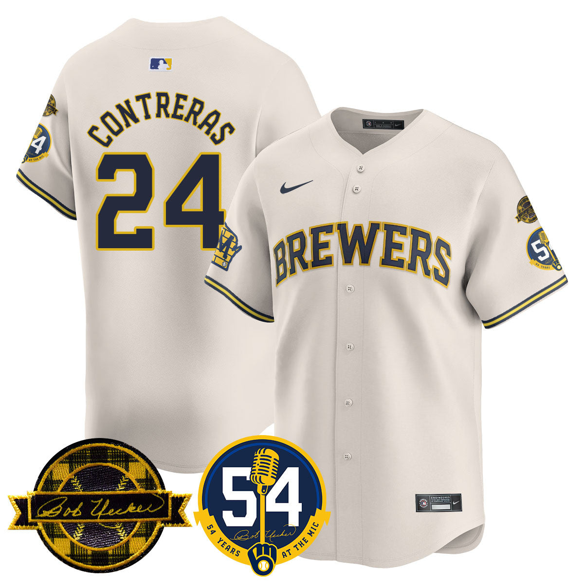 Men's Milwaukee Brewers Jersey - Bob Uecker, 54 Seasons for Brewers - All Stitched