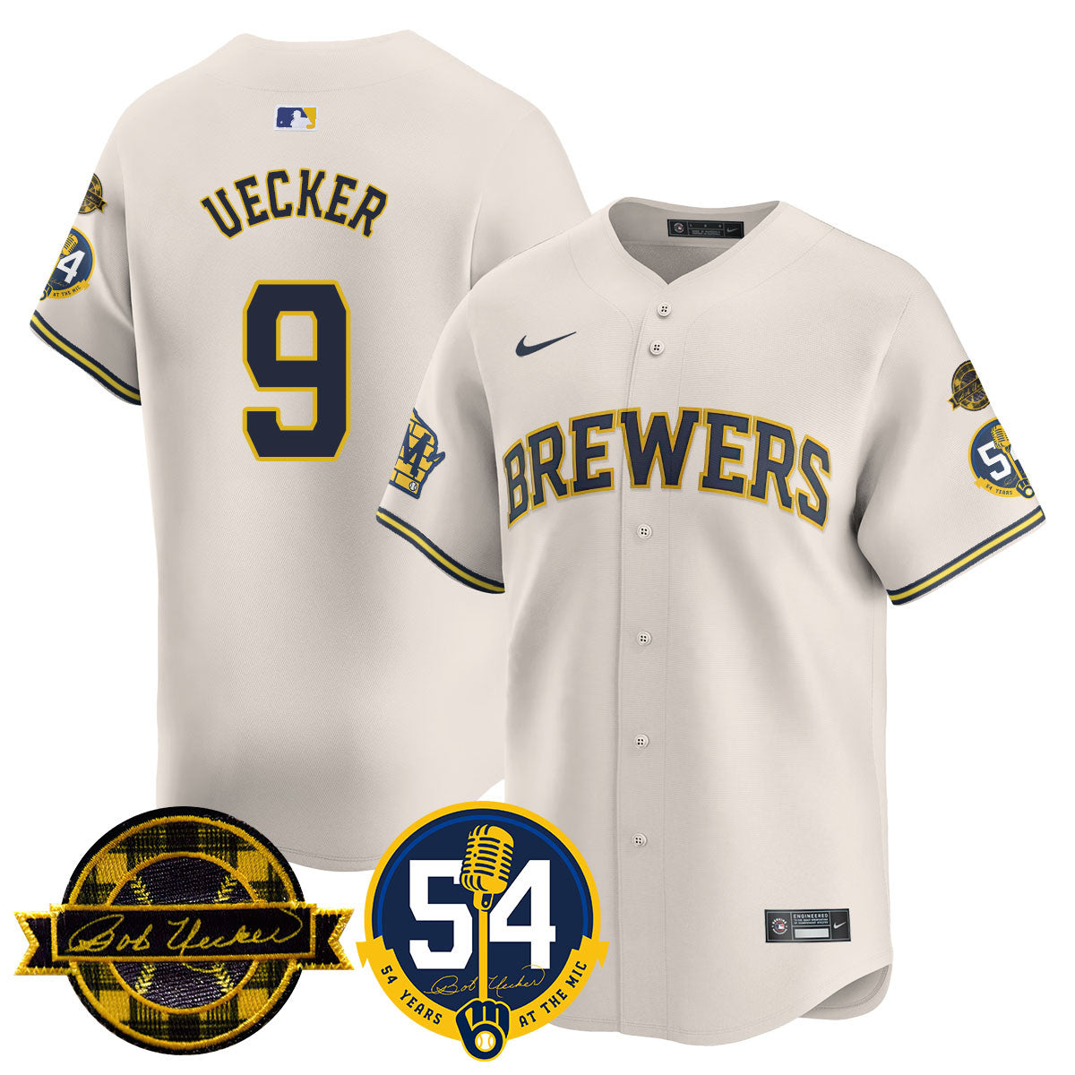 Men's Milwaukee Brewers Jersey - Bob Uecker, 54 Seasons for Brewers - All Stitched