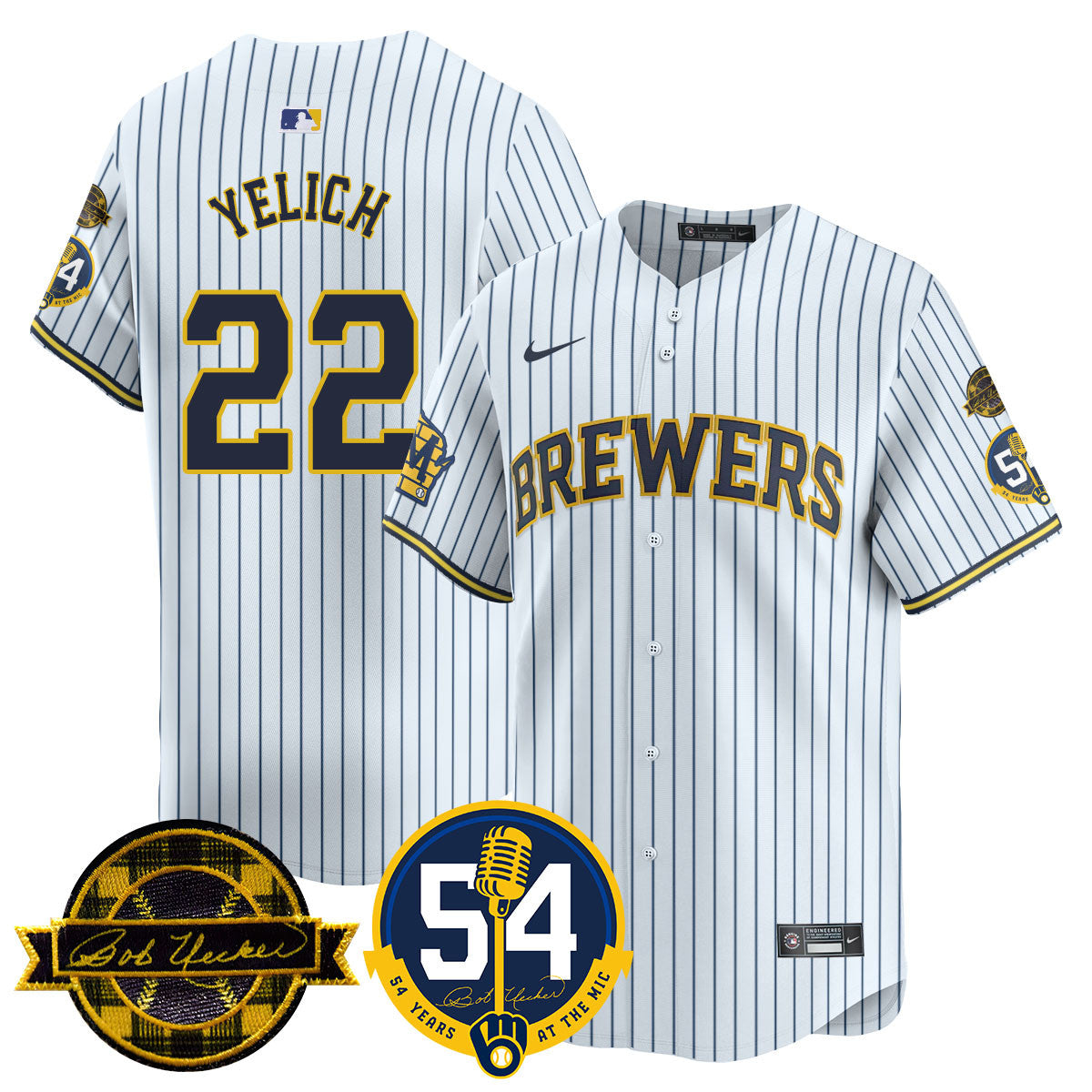Men's Milwaukee Brewers Jersey - Bob Uecker, 54 Seasons for Brewers - All Stitched