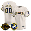 Custom Name/Number Milwaukee Brewers Jersey - Bob Uecker, 54 Seasons for Brewers - All Stitched