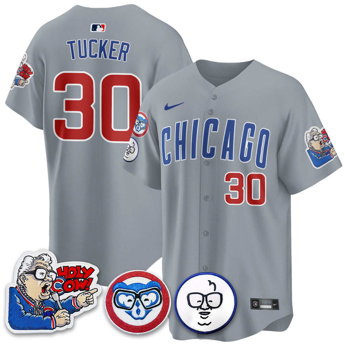Men's Chicago Cubs Limited Jersey - Harry Caray "Holy Cow" Patch - All Stitched