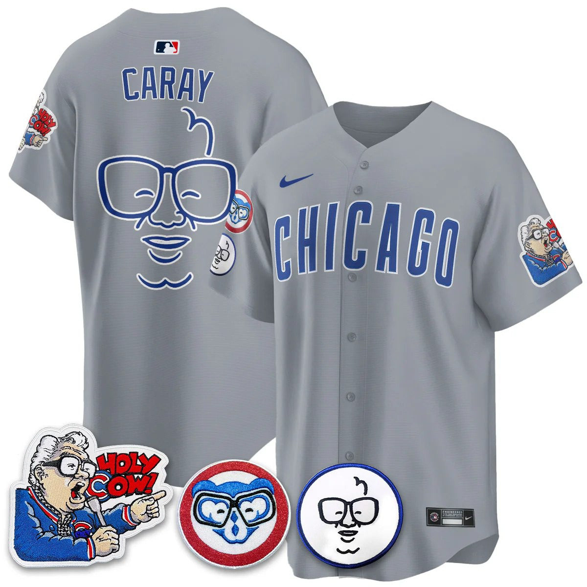 Men's Chicago Cubs Limited Jersey - Harry Caray "Holy Cow" Patch - All Stitched