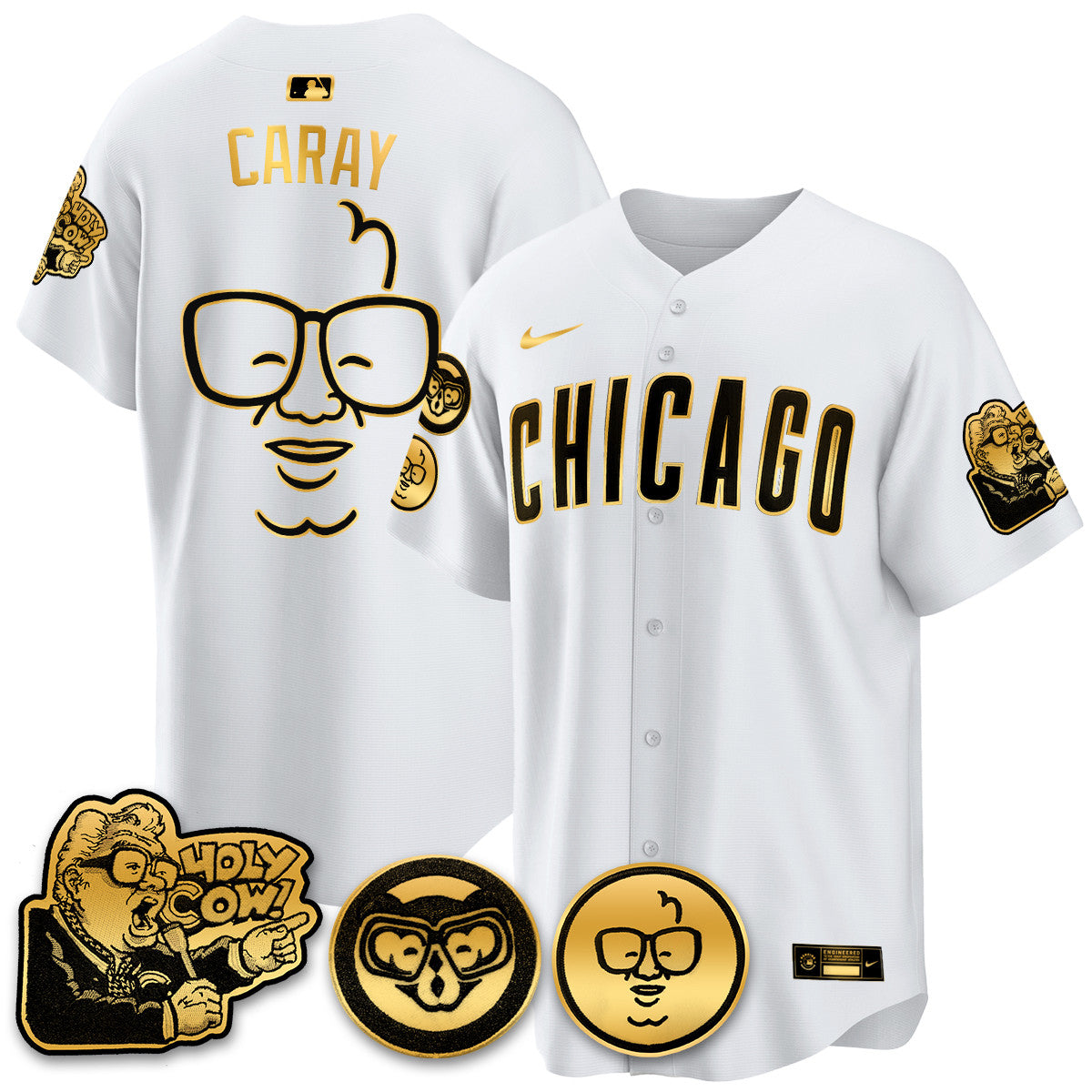 Men's Chicago Cubs Limited Jersey - Harry Caray "Holy Cow" Patch - All Stitched