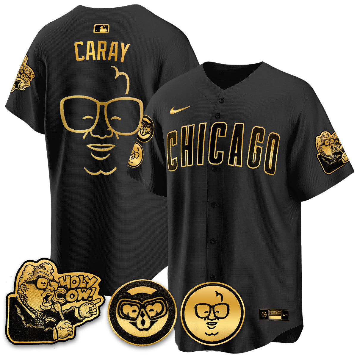 Men's Chicago Cubs Limited Jersey - Harry Caray "Holy Cow" Patch - All Stitched