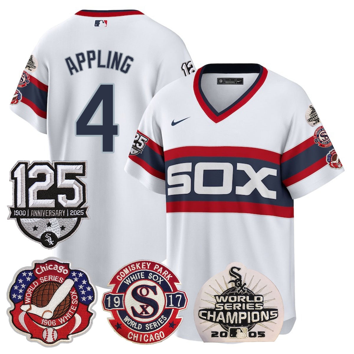 Men's Chicago White Sox 125th Anniversary - World Series Champions Jersey - All Stitched