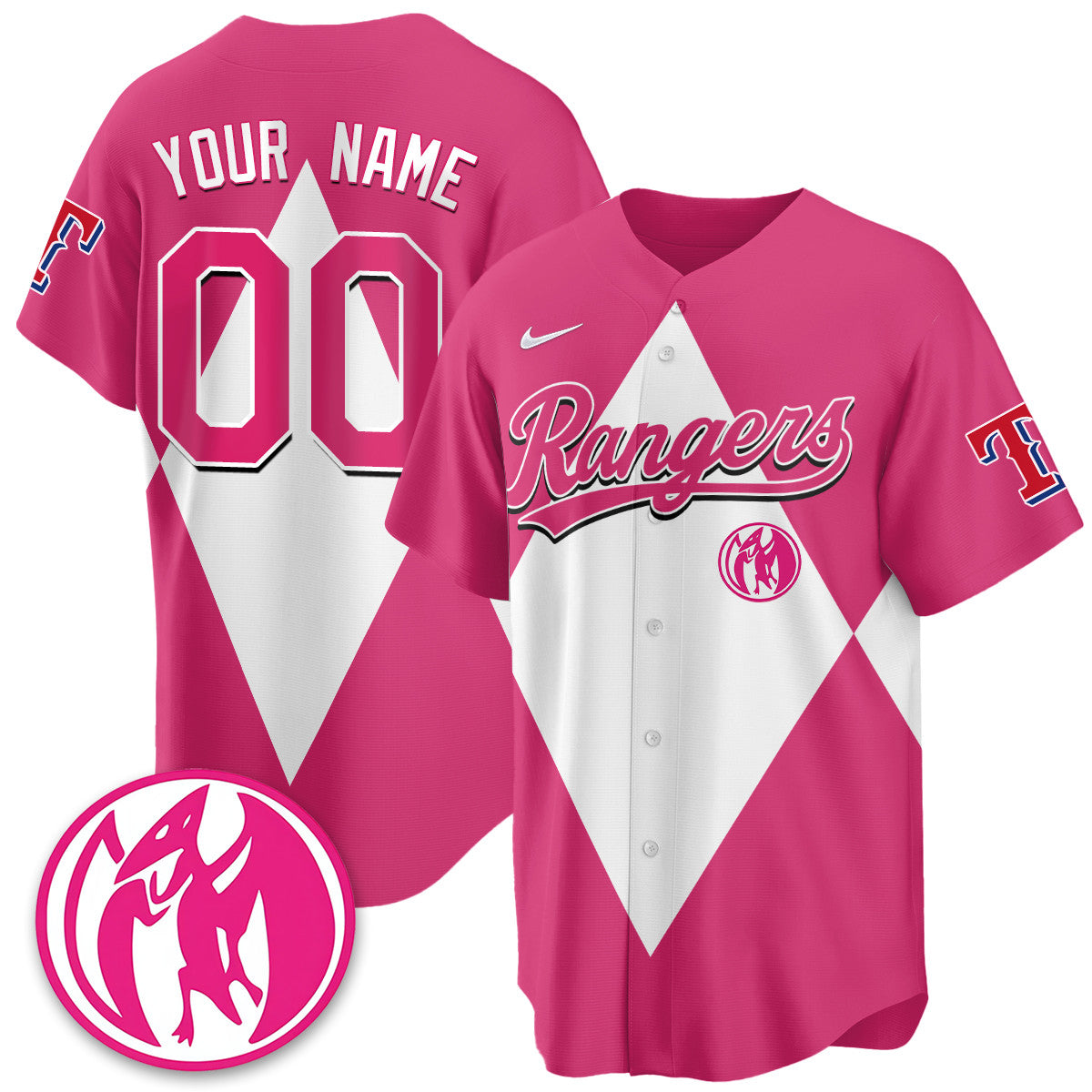 Custom Texas Rangers Power Rangers Limited Jersey - All Stitched