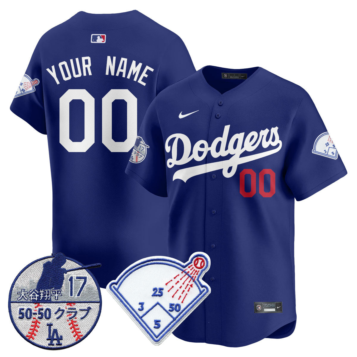 Custom Name/Gender Los Angeles Dodgers Vapor Limited Jersey - Shohei Ohtani Patch - All Stitched