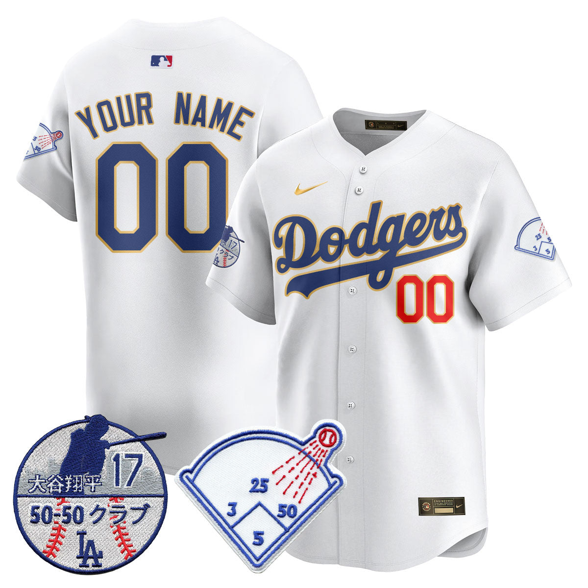 Custom Name/Gender Los Angeles Dodgers Vapor Limited Jersey - Shohei Ohtani Patch - All Stitched