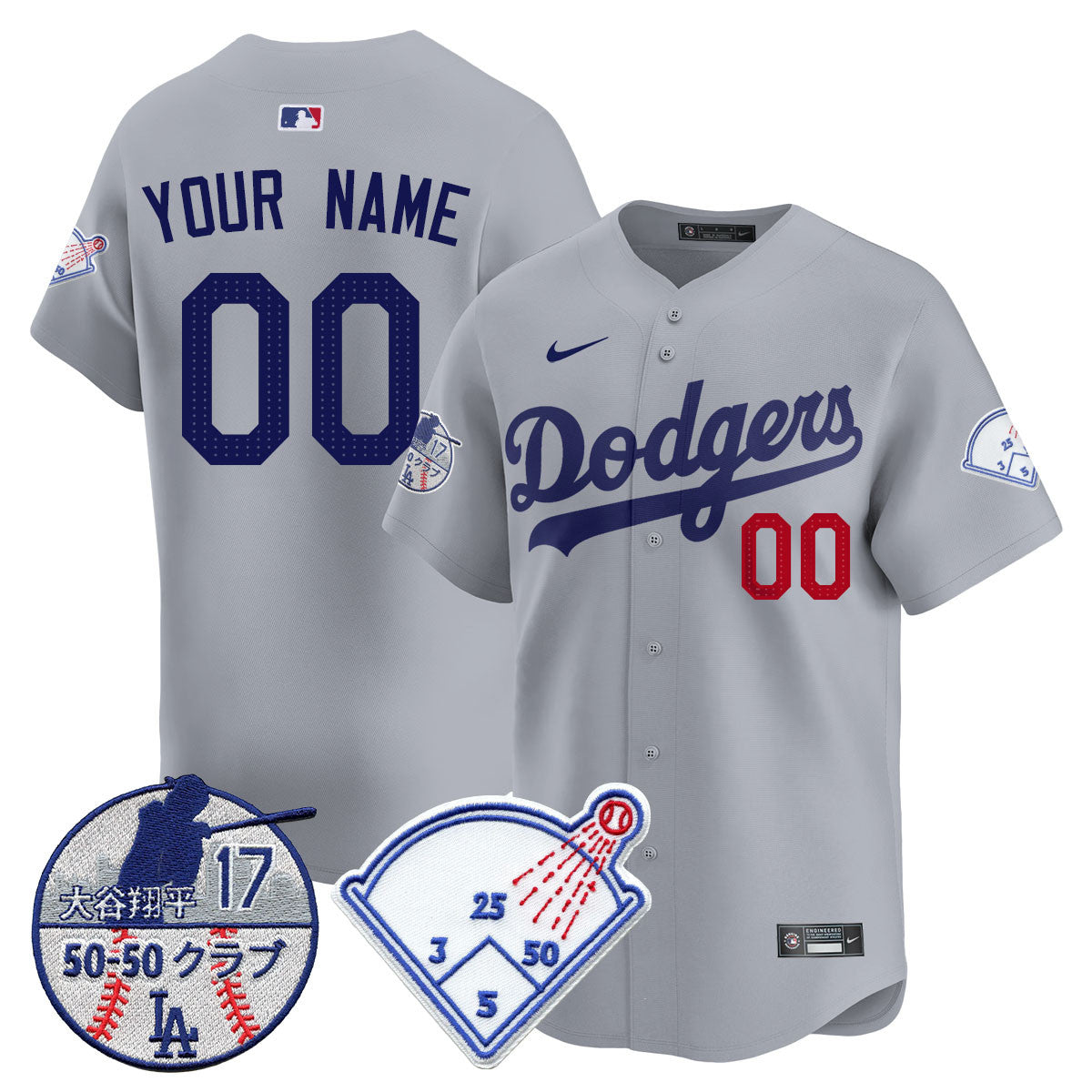 Custom Name/Gender Los Angeles Dodgers Vapor Limited Jersey - Shohei Ohtani Patch - All Stitched