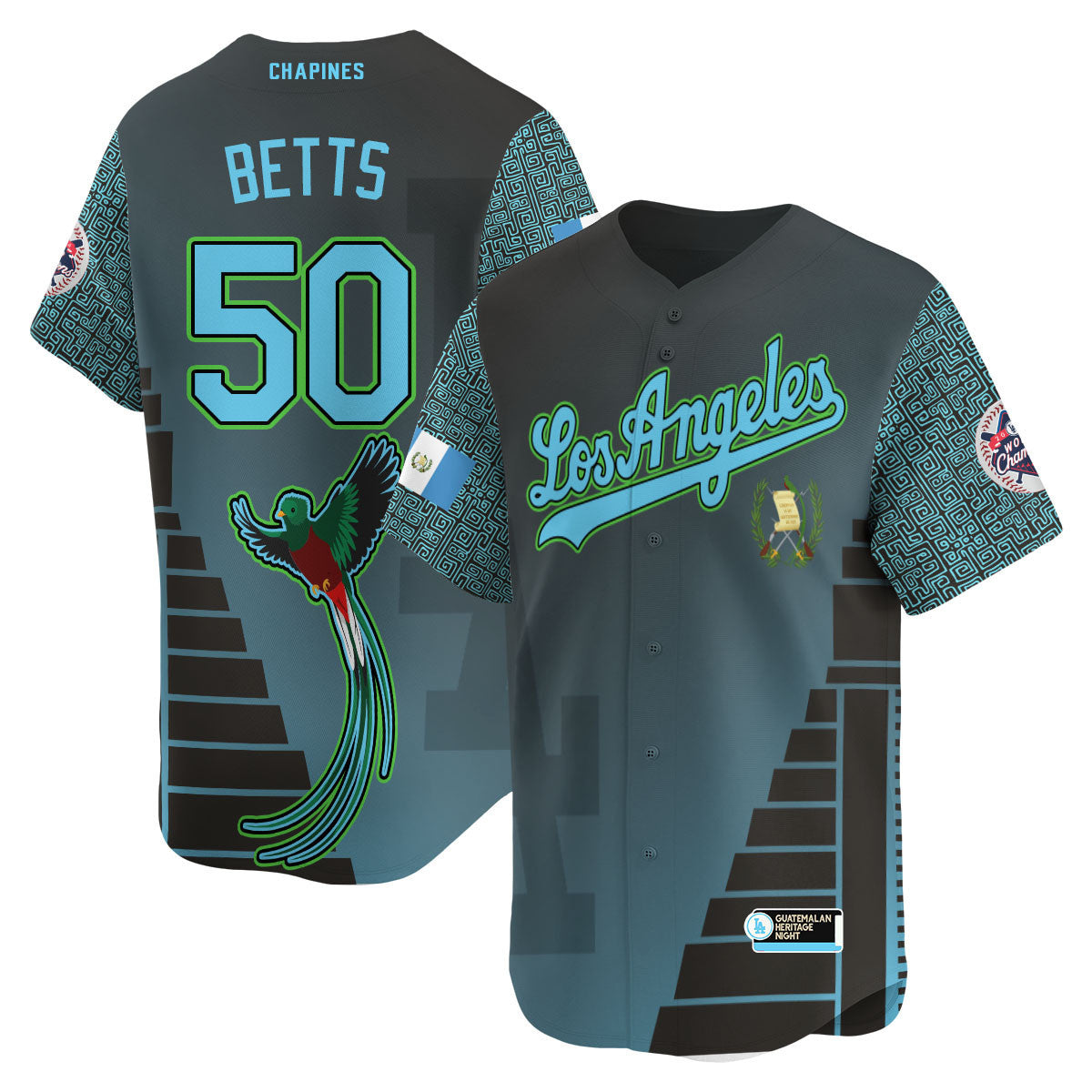 Los Angeles Dodgers Guatemalan Heritage Night Jersey - All Stitched
