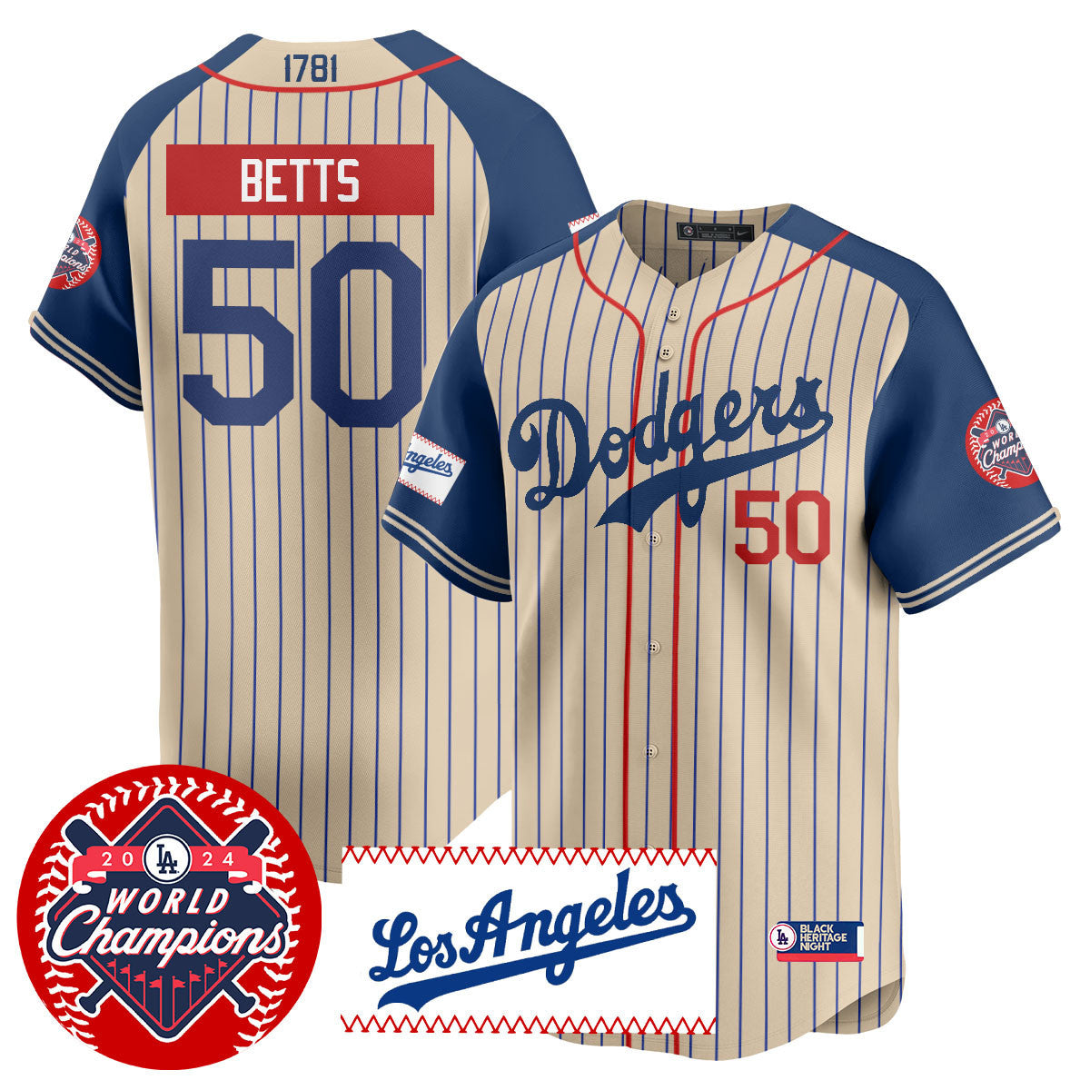 Los Angeles Dodgers Black Heritage Night Jersey - All Stitched