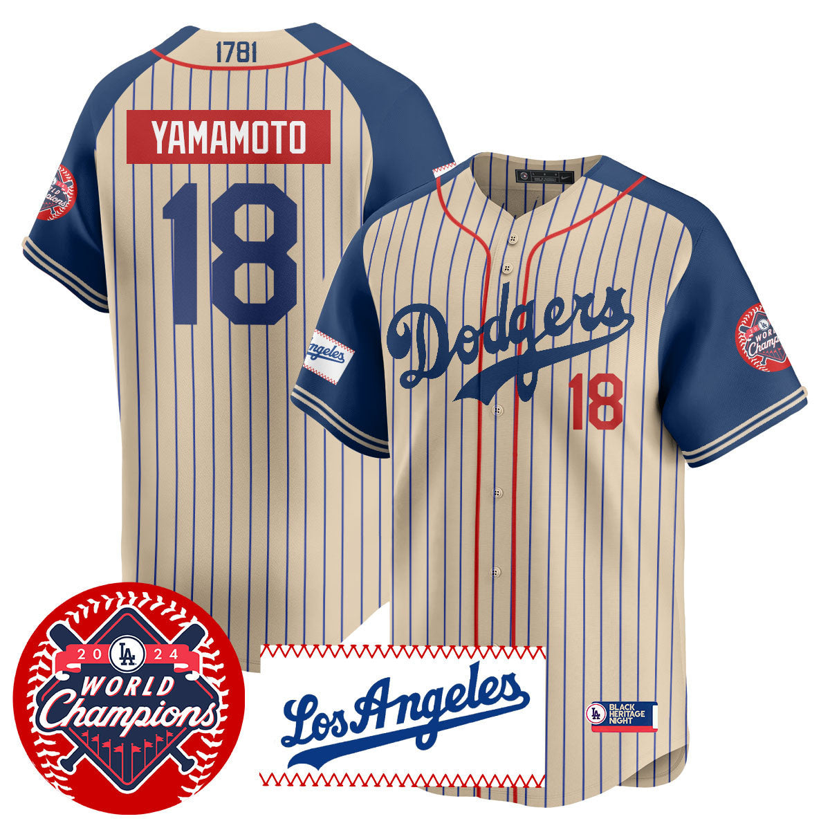 Los Angeles Dodgers Black Heritage Night Jersey - All Stitched