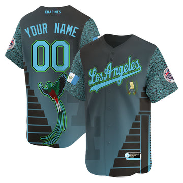 Custom Los Angeles Dodgers Guatemalan Heritage Night Jersey - All Stitched