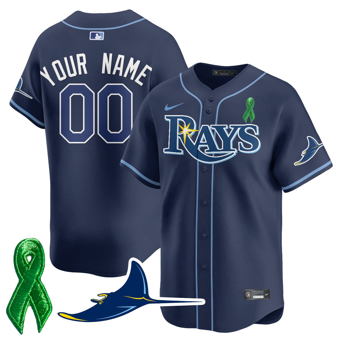 Tampa Bay Rays Mental Health Awareness Custom Jersey - All Stitched