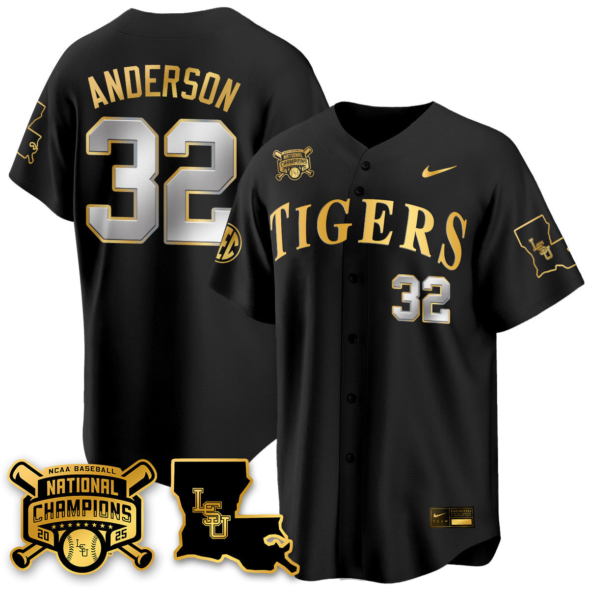 Women's LSU Tigers 2025 World Series Champions Limited Gold Jersey - All Stitched