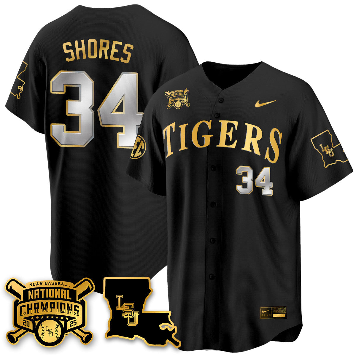 Youth's LSU Tigers 2025 World Series Champions Limited Gold Jersey - All Stitched