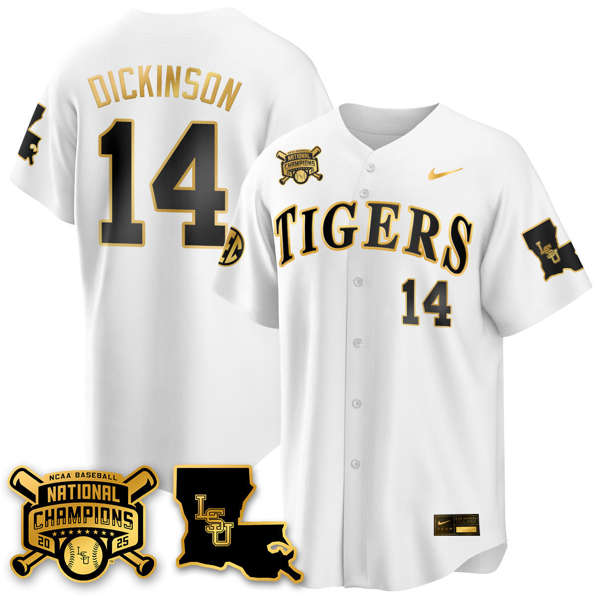 Women's LSU Tigers 2025 World Series Champions Limited Gold Jersey - All Stitched