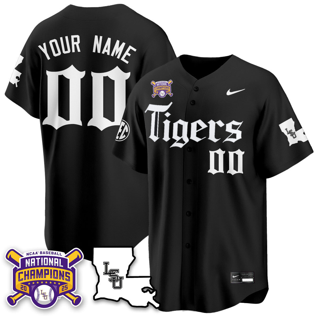 Women's LSU Tigers 2025 World Series Champions 'Gothic Geaux Edition' Jersey - All Stitched