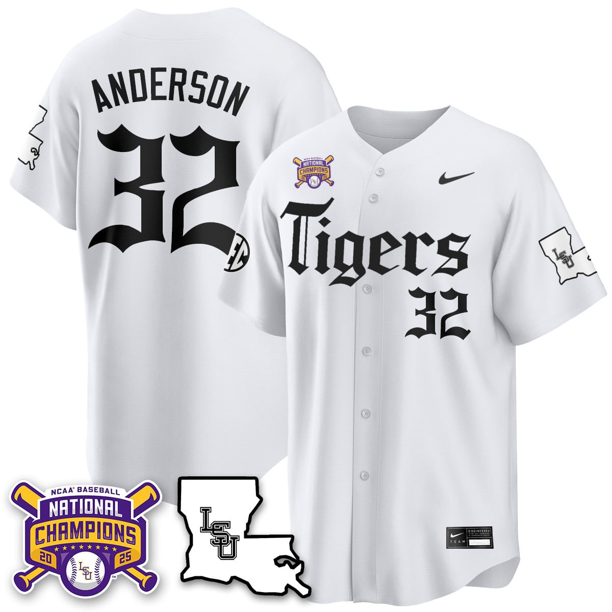 Youth's LSU Tigers 2025 World Series Champions 'Gothic Geaux Edition' Jersey - All Stitched