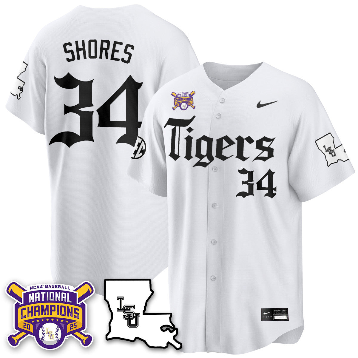 Youth's LSU Tigers 2025 World Series Champions 'Gothic Geaux Edition' Jersey - All Stitched
