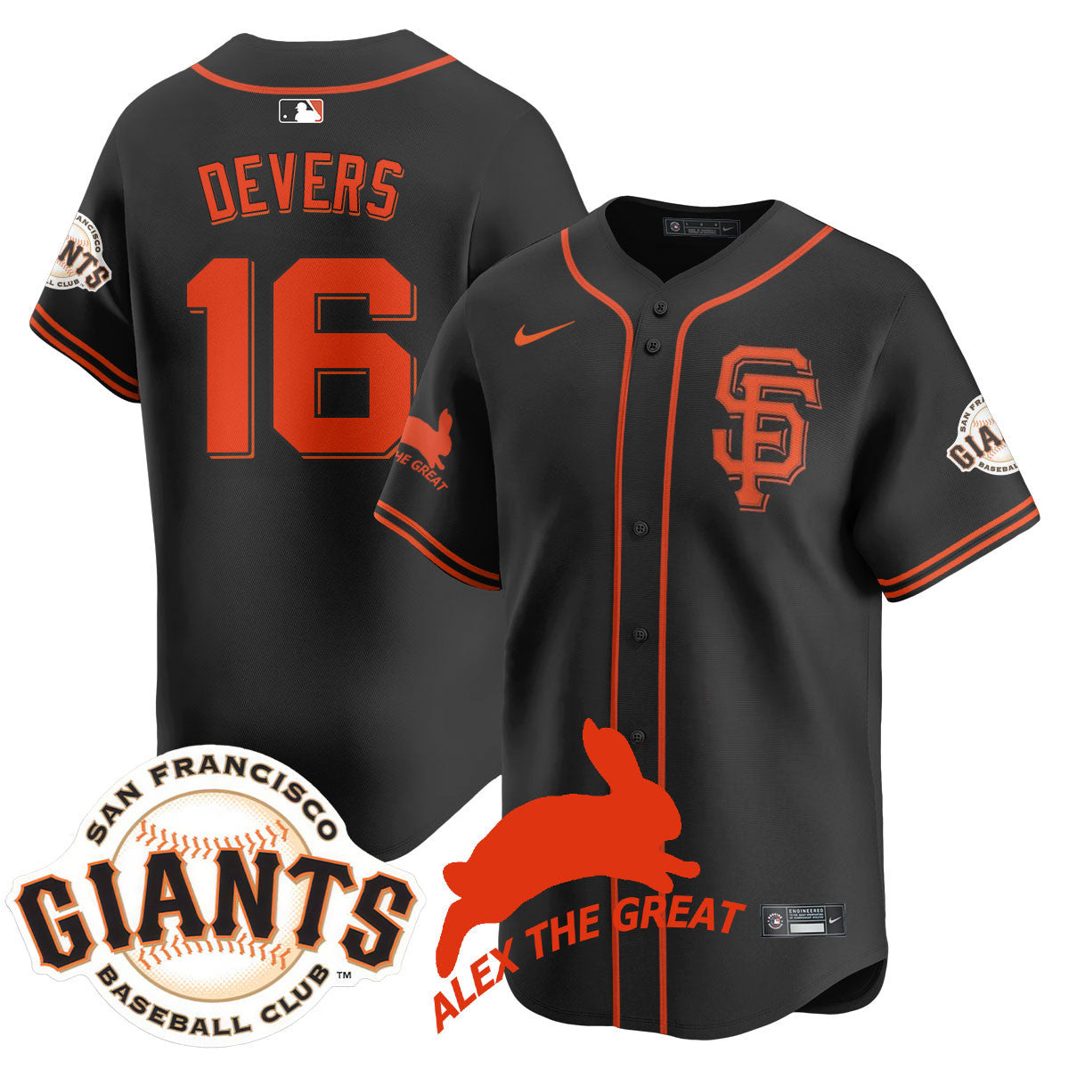 Custom San Francisco Giants "Alex the Great" Rabbit Memories 2025 Jersey - All Stitched