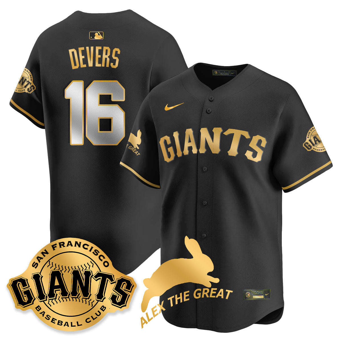 Custom San Francisco Giants "Alex the Great" Rabbit Memories 2025 Jersey - All Stitched
