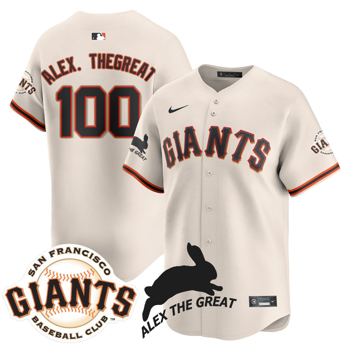 Custom San Francisco Giants "Alex the Great" Rabbit Memories 2025 Jersey - All Stitched