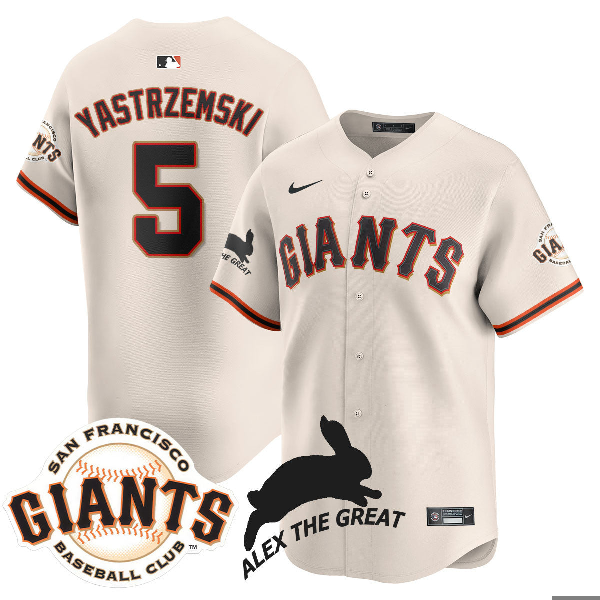 Custom San Francisco Giants "Alex the Great" Rabbit Memories 2025 Jersey - All Stitched