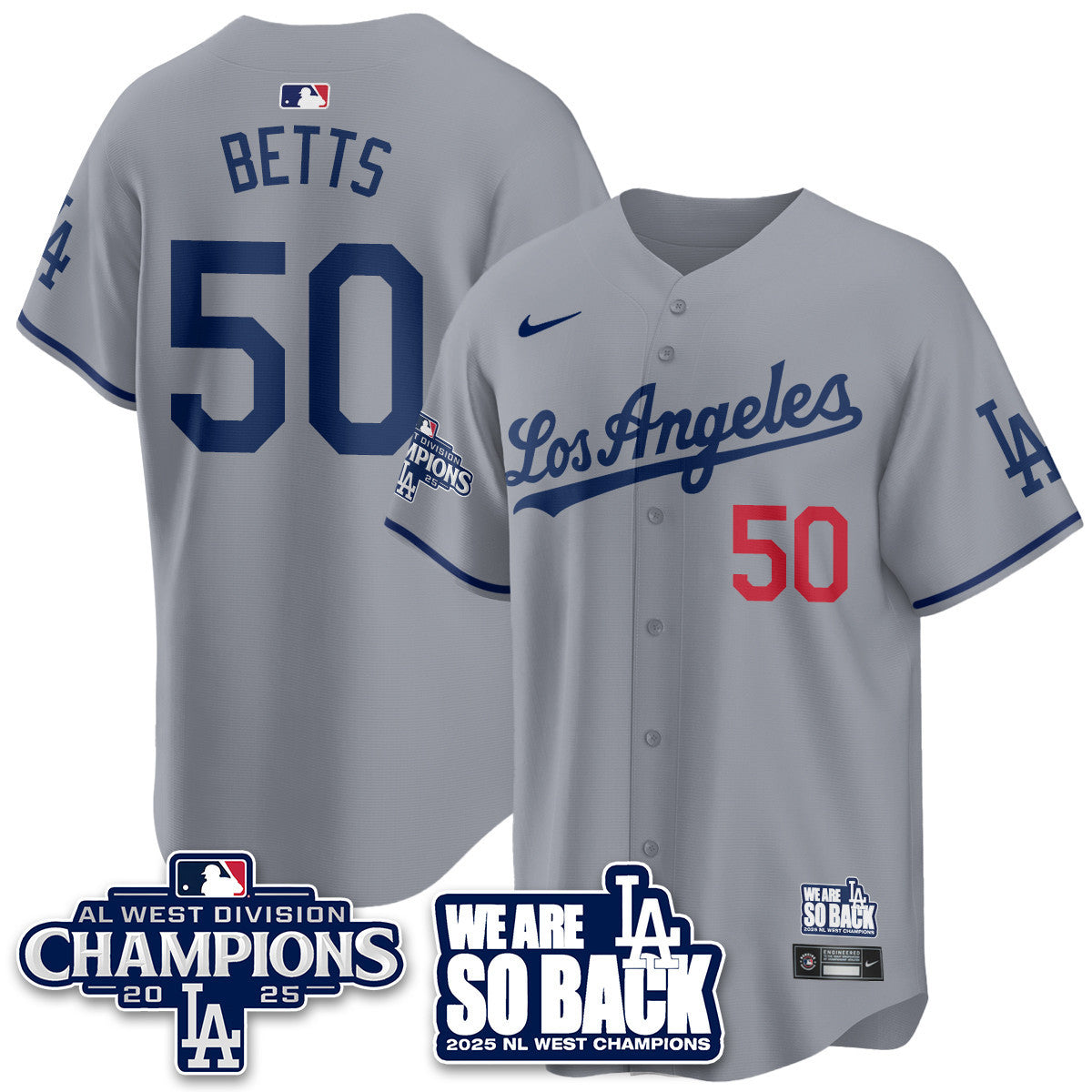 Men's Los Angeles Dodgers 2025 NL West Division Champions Jersey - All Stitched