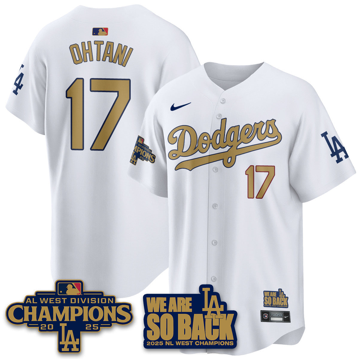 Men's Los Angeles Dodgers 2025 NL West Division Champions Jersey - All Stitched