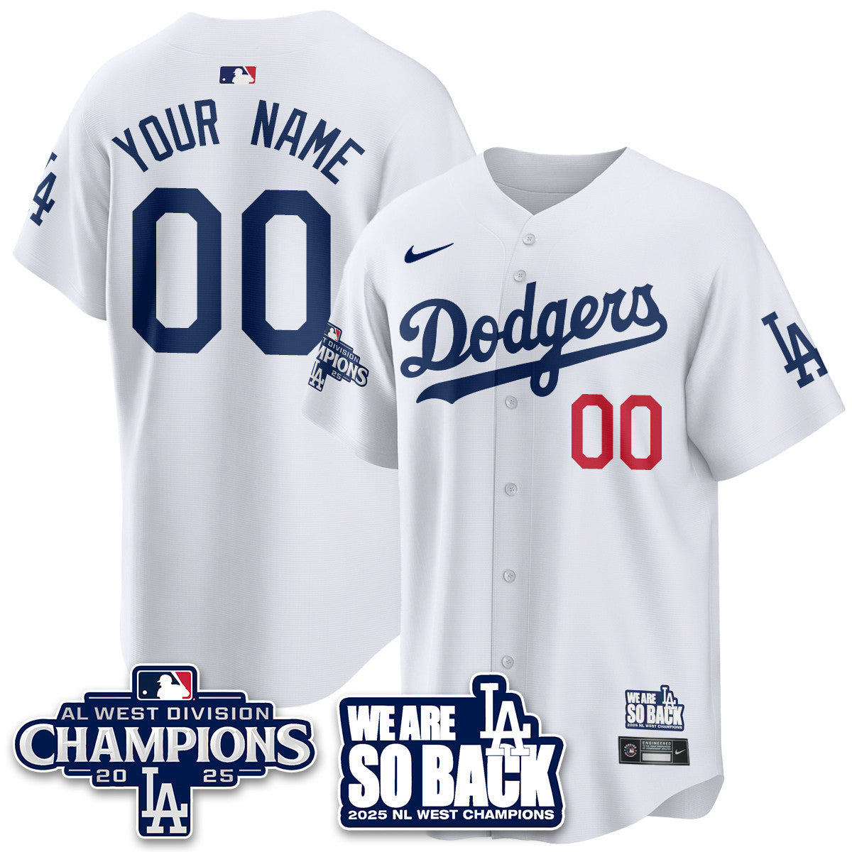 Men's Los Angeles Dodgers 2025 NL West Division Champions Jersey - All Stitched
