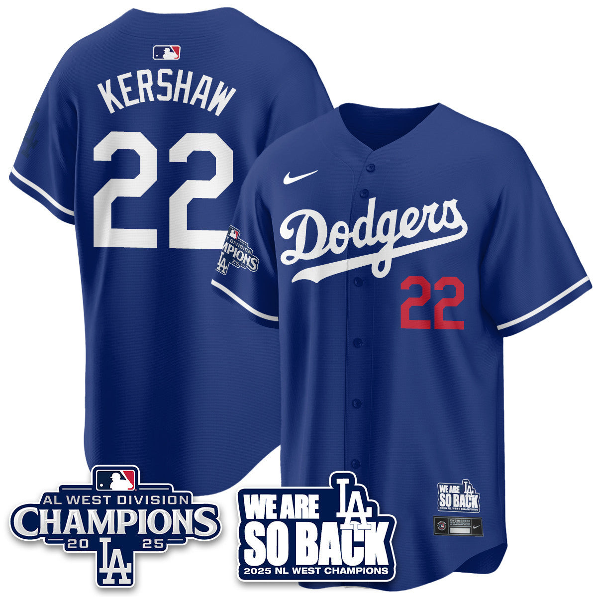 Men's Los Angeles Dodgers 2025 NL West Division Champions Jersey - All Stitched