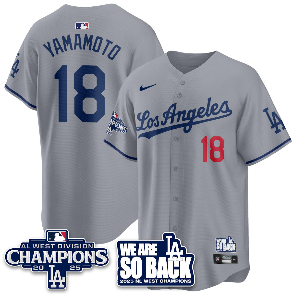 Men's Los Angeles Dodgers 2025 NL West Division Champions Jersey - All Stitched
