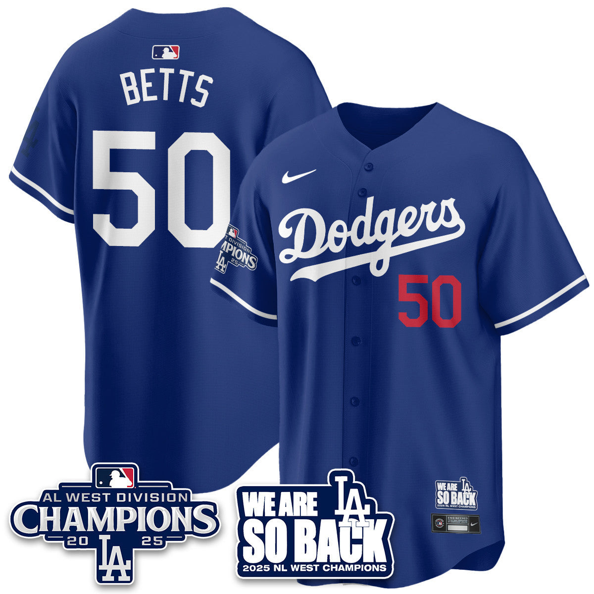 Men's Los Angeles Dodgers 2025 NL West Division Champions Jersey - All Stitched