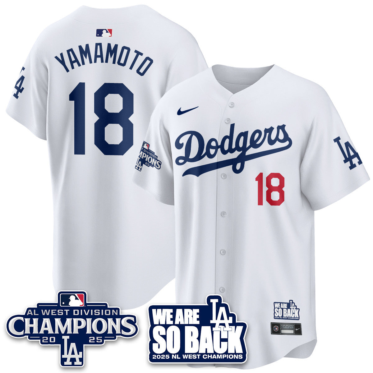 Men's Los Angeles Dodgers 2025 NL West Division Champions Jersey - All Stitched