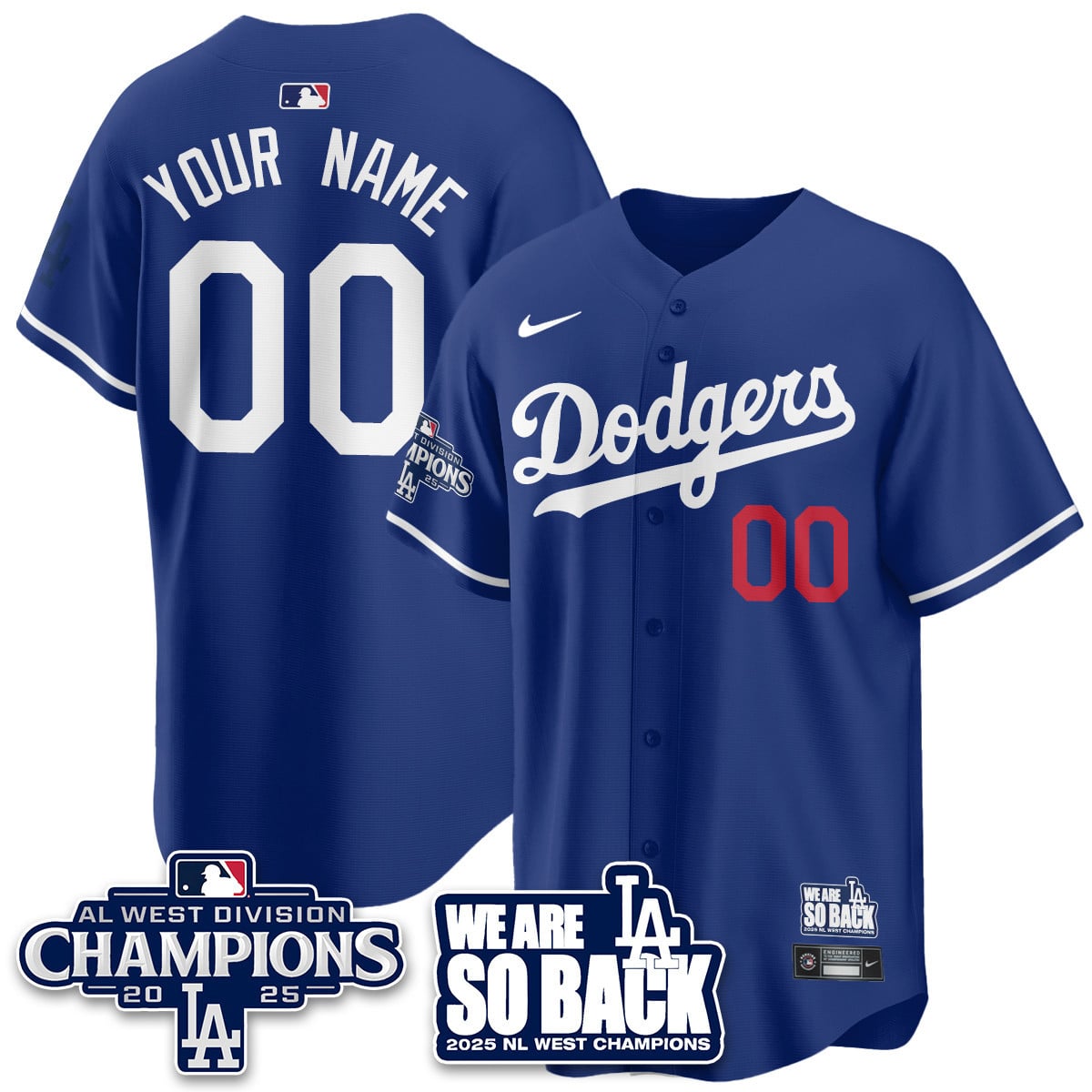Custom Los Angeles Dodgers 2025 NL West Division Champions Jersey - All Stitched