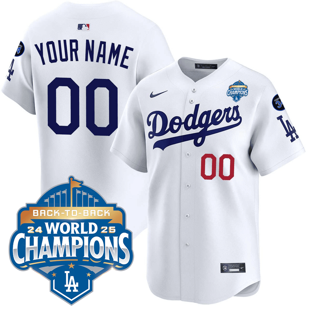 Custom Gender/Name Dodgers 2025 World Series - Back To Back Champions Vapor Premier Limited Jersey V2 - All Stitched