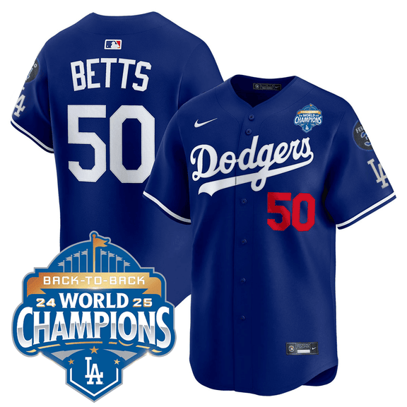 Men's Dodgers 2025 World Series - Back To Back Champions Vapor Premier Limited Jersey V2 - All Stitched