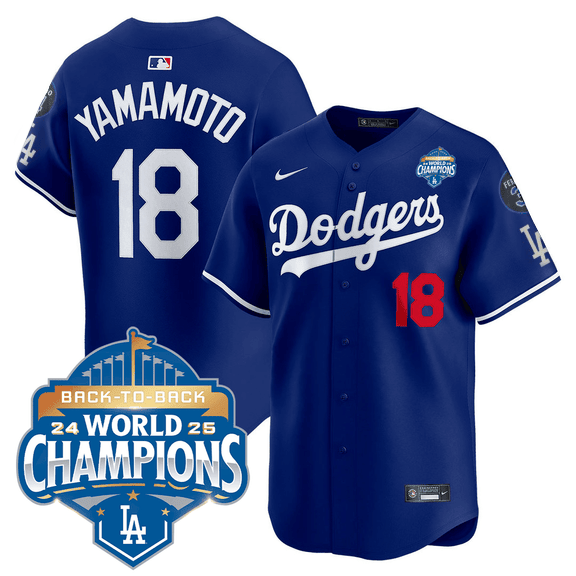 Men's Dodgers 2025 World Series - Back To Back Champions Vapor Premier Limited Jersey V2 - All Stitched