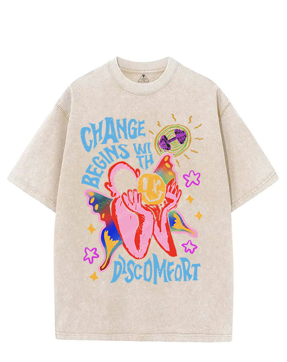 CHANGE BEGINS WITH DISCOMFORT VINTAGE GYM SHIRT