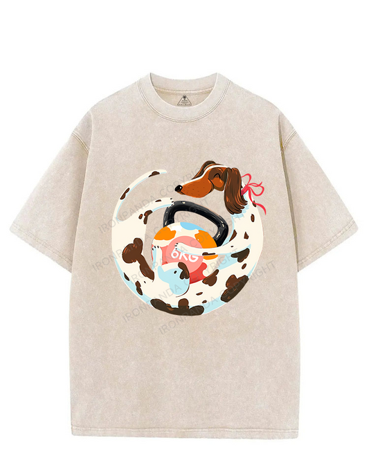DACHSHUND GAINS VINTAGE GYM SHIRT