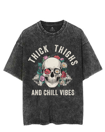 THICK THIGHS AND CHILL VIBES VINTAGE GYM SHIRT