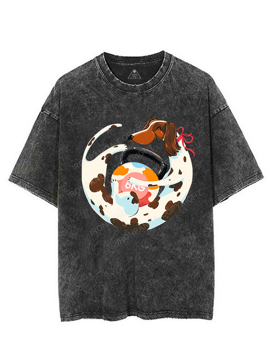 DACHSHUND GAINS VINTAGE GYM SHIRT