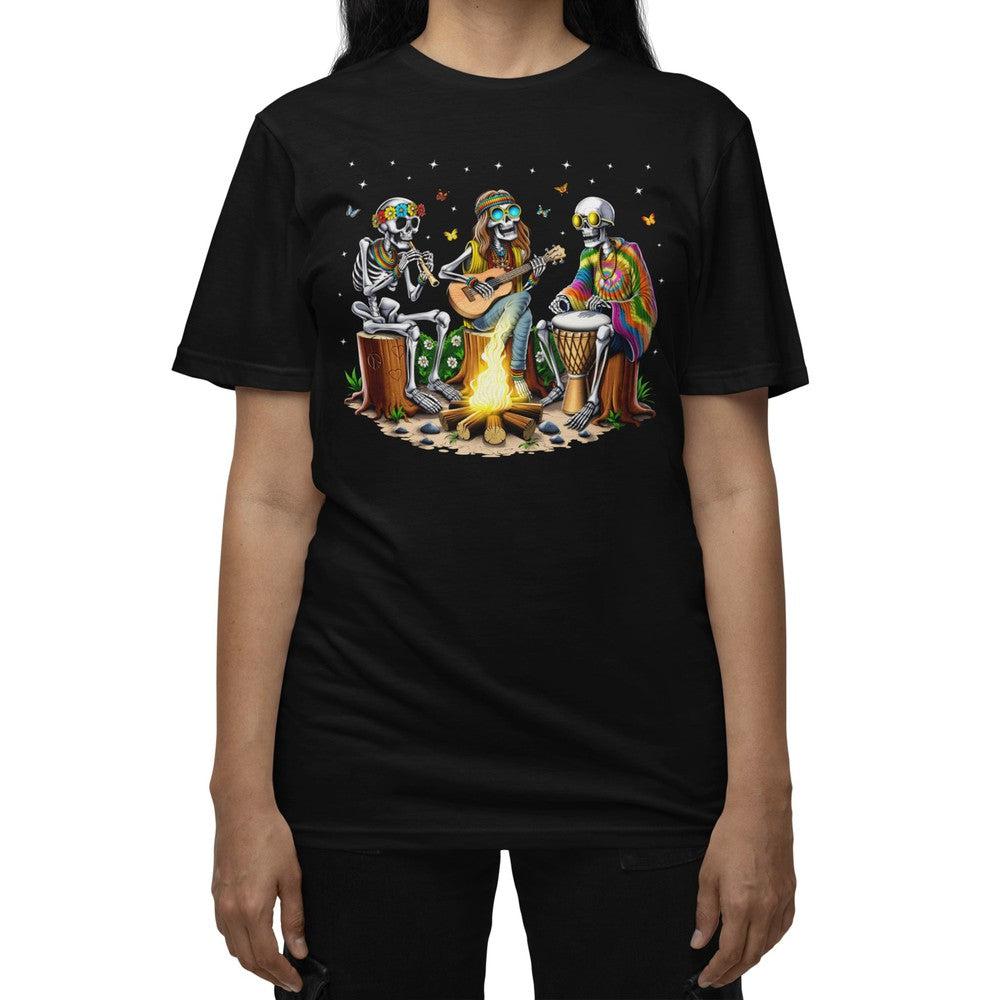 Hippie Skeletons Camping T-Shirt